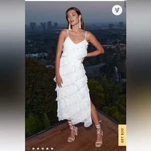 Love the Look White Tiered Ruffled Midi Dress